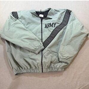 US Army Military Windbreaker Jacket Mens Mens Light Green Zip Up Casual‎